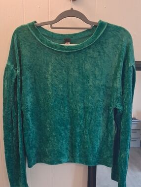 We The Free Velvet Long-Sleeve Top in Teal Green